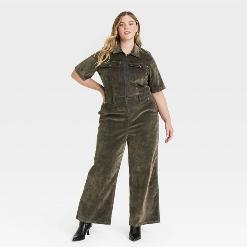 Universal Thread Short Sleeve Flocked Denim Jumpsuit